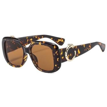 Imagem de Moda redonda óculos de sol feminino luxo dourado decoração quadro gradientes lente vintage envoltório casual óculos de sol uv400, c4, um tamanho