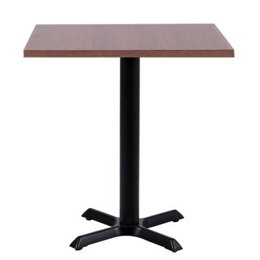 Imagem de Mesa ômega Em Ferro Preto Pintura 74 Cm (altura) Com Tampo Em Mdp Quadrado 60 Cm Imbuia