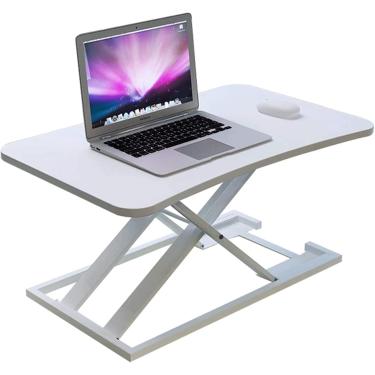 Imagem de Novo conversor de laptop de pé ajustável, mesa de computador de ajuste pneumático hidráulico, suporte de mesa de computador portátil riser, mesa de computador, branco-