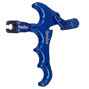 Imagem de HuntaBear Liberação de arco para arco composto, 4 dedos 360° rotativo pinça liberação polegar acessórios de tiro com arco (azul)