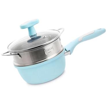 Imagem de Stone Kitchen Soup Antiaderente Frigideira Set Pot Leite Panela com Alça Tampa Panela Conjunto de Utensílios de Cozinha Utensílios de Cozinha, Panela Azul vaporizador, um