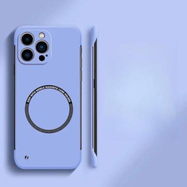 Imagem de Capa de telefone magnética rígida sem moldura para iPhone 15 14 13 12 11 Pro Max Plus Ultra Thin Cover, L roxo, para iPhone 3GS