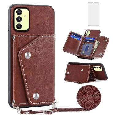 Imagem de Asuwish Capa de telefone para Samsung Galaxy A25 5G/A24 4G/M34/F34 capa carteira com protetor de tela de vidro temperado suporte para cartão de crédito alça transversal acessórios de celular de couro