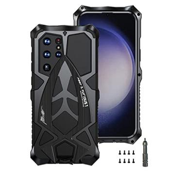 Imagem de CeeDoo Capa para Samsung S23 Ultra 5G à prova de choque ao ar livre capa robusta para Galaxy S 23 capa ultra integrada de metal e silicone com parafusos - preta