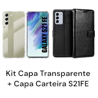 Imagem de Kit Capa Capinha Transparente + Capa Carteira Preta Para Samsung Galax