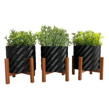 Imagem de Kit 3 Vasos Flor Cachepo Delicado Decoração Nicho Sala Rack - Sttark, 