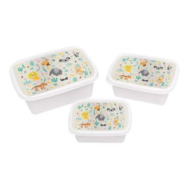 Imagem de KIt 3 Potes Para Alimentos Retangular BRANCO 220/420/750 ML - Jaguar