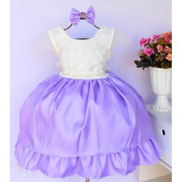 Imagem de Vestido Infantil Daminha Luxo Diversas Cores E Tiara - Pingo de Gente 