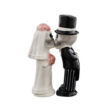 Imagem de O amor nunca morre esqueleto beijando saleiro e pimenteiro magnetico