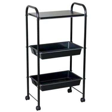 Imagem de Carrinho Mesa Auxiliar 1 Tampo E 2 Bandejas Estética Preto - Nayuna, P
