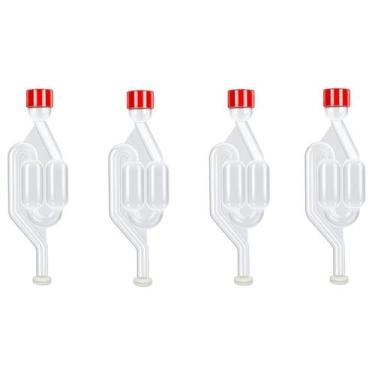 Imagem de Kit 04 Válvulas Airlock Tipo S com Anel Vedante Air Lock Para Fermenta