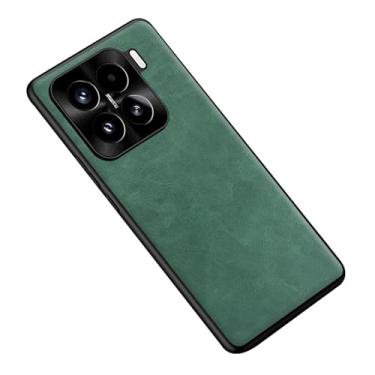 Imagem de HAO RIYLN Capa para Xiaomi 15 Pro/15, capa de couro fina, proteção de lente com tudo incluído, capa ultraleve retrô à prova de choque para homens e mulheres, verde, 15 Pro