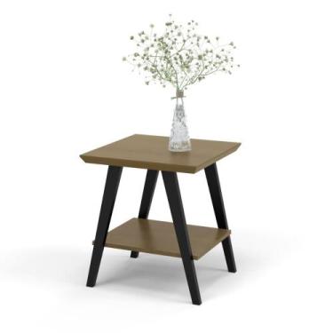 Imagem de Mesa Lateral Davi Freijo com pés em madeira Preto OFERTAMO