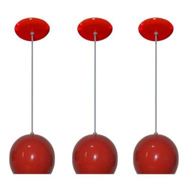 Imagem de Kit Com 03 Pendentes Colorido Para Balcão Cozinha Americana - Lustres 