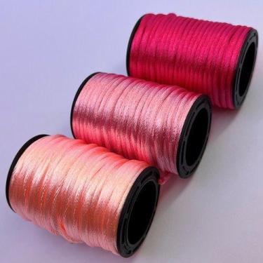 Imagem de Kit 3 Cordão Cetim Seda Rabo Rato Rolo Com 10 Metros 2mm - A loja da B