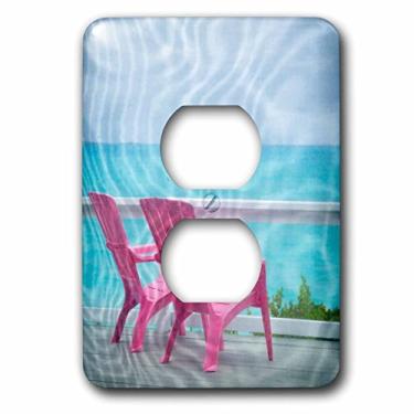 Imagem de 3D Rose LSP_226504_6 Bahamas, Little Exuma Island. Cadeiras de deque vistas, porta de tela. 2 plugues de tomada