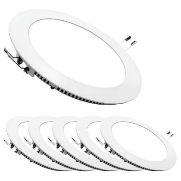 Imagem de Kit 5 Plafon Embutir Luminária Led 6w Redondo Bivolt Elgin, Branco Fri