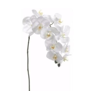 Imagem de Haste Flor Orquídea Phalaenopsis Branca Toque Real Silicone Artificial