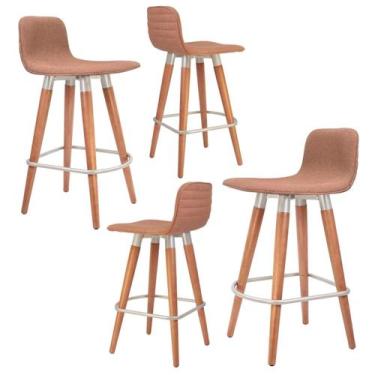 Imagem de 4 Meia Banquetas Línea Cozinha Alta Classe Linho Terracota - UniDecor