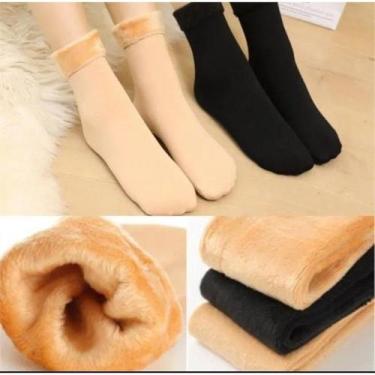 Imagem de kit  Pares Meia Termica Feminina Cano alto de Lã Grossa Peluciada Meia