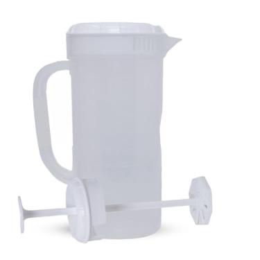 Imagem de JBK Pottery Jarra de plástico de 1 litro com tampa de mistura, sem BPA, jarro de bebida inquebrável para chá gelado, limonada, sucos, leite – à prova de vazamento, fácil de mexer, pode ser lavado na