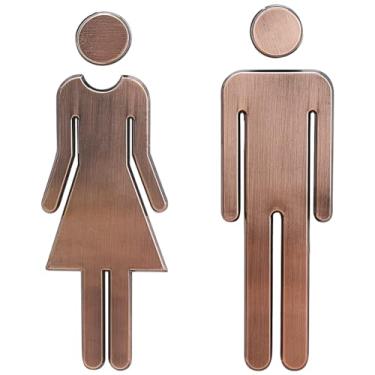 Imagem de GORGECRAFT 2 peças de placas de banheiro autoadesivas para banheiro sinais de banheiro sinais de identificação de banheiro adesivos de parede de plástico para loja de hotel, shopping center,