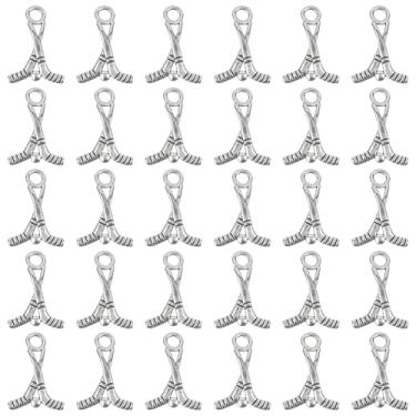 Imagem de SUNNYCLUE 1 caixa, 100 peças, pingentes de hóquei de campo, pingentes de bola esportiva de liga antiga, prata antiga, pingentes de bola esportiva para fazer joias, pingentes faça você mesmo, colar,