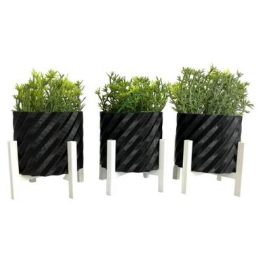 Imagem de Kit 3 Vasos Flor Cachepo Delicado Decoração Nicho Sala Rack - Sttark, 