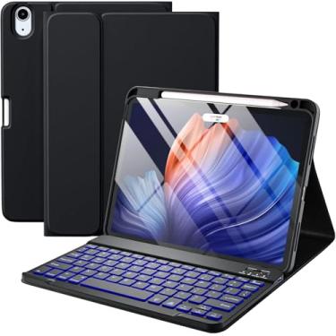 Imagem de JINYJ Capa com Teclado para iPad 10ª Geração - Com Trackpad de Navegação Rápida, Iluminado e Bateria de Longa Duração - Preto