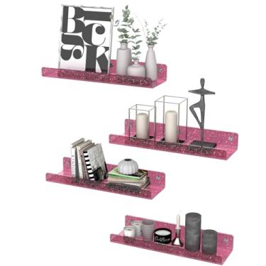 Imagem de Prateleiras de acrílico, pacote com 4 prateleiras flutuantes de 39,9 cm para parede, prateleiras de exibição Funko Pop Lego, estantes de livros infantis, prateleira suspensa para banheiro, quarto,