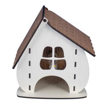 Imagem de Luminária Abajur de Mesa Casinha Madeira G9 Decoração - Madelumi