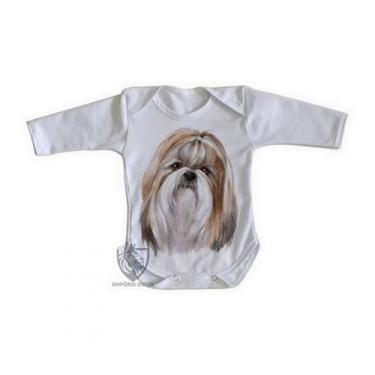 Imagem de body nenê criança roupa bebê manga longa Shih-tzu pintura - Empório Du