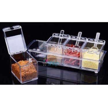 Imagem de Porta Condimentos E Temperos Acrílico Lindo Crystal 4 Potes - Mr Venda