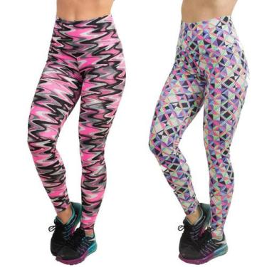 Imagem de Kit 3 Calças Legging Fitness Vekyo Modas Suplex Cintura e Cós Alto Est