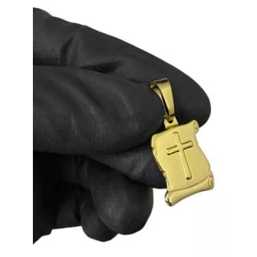 Imagem de Pingente Cruz 3d Pergaminho Banhado A Ouro 18k - ToJoia18k