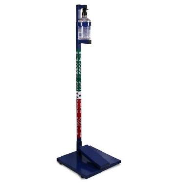 Imagem de Suporte em AÇO para Álcool Gel com Pedal Azul - Cab Quality