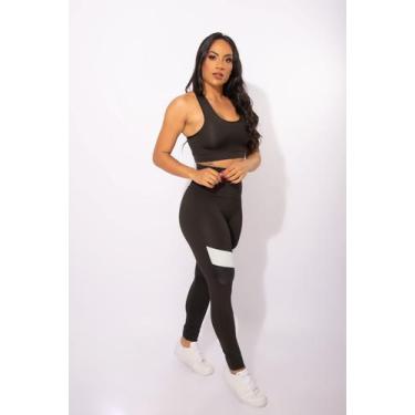 Imagem de Conjunto Feminino Calça Legging Fitness Cintura Alta E Top Liso Nadado