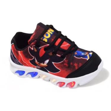 Imagem de Tênis De Led Infantil Menino Masculino Sonic Shadow - Kids, Preto, 32