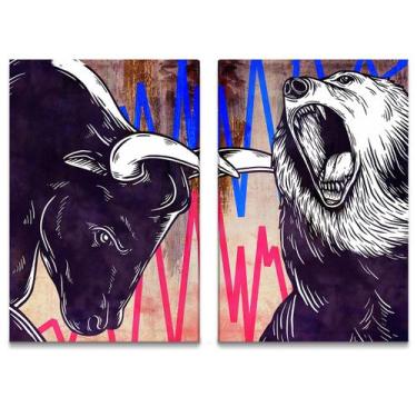 Imagem de Quadro Mercado Financeiro Touro e Urso Wall Street A batalha - IQ Quad