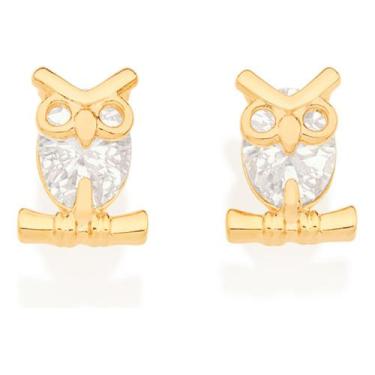 Imagem de Brinco Infantil Coruja Com Zircônia Oval De 525363 - Rommanel, Branco,