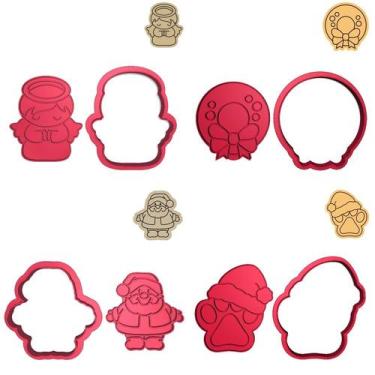 Imagem de Kit 4 Cortadores Natal Anjinho Guirlanda Gorro Pata - DOCE IMPRESSO, 4