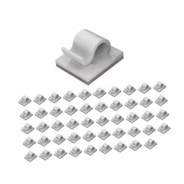 Imagem de AsrMyjcx 50 peças Mini clipes de cabo montagens de conduíte de fio fácil de usar acessórios resistentes cabos gerenciamento suportes de cabo para cozinha, Branco