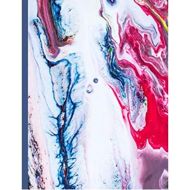 Imagem de Abstract Notebook: Wide Ruled Paper Notebook Journal - Cool Blue, White and Pink Liquid Ink Design (Rev 3)