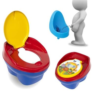 Imagem de Troninho Infantil 3 em 1 com Mictório, Tampa Removível, Desenho Safari, Azul (Vermelho 2)