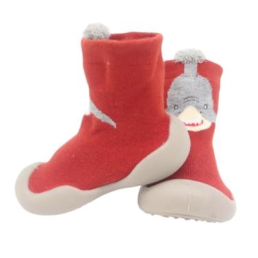 Imagem de icosylify Sapatos de bebê meninos meninas primeiro caminhada antiderrapante sola macia tênis infantil bebê menina meia sapatos (vermelho-34, infantil, 3,5, numérico, sistema de tamanho de calçado dos