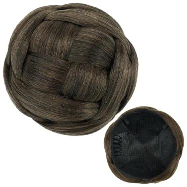 Imagem de IMISSU Capa de cabelo de dançarina de chignon trançado tamanho médio rosquinhas acessórios de cabelo scrunchies coque peruca updo (Castanho Misto)