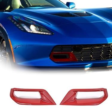 Imagem de JONKOKO Carro Frente Lateral Pára-Choque Duto de Ar Ventilação Moldura para Chevrolet Corvette C7 Z06 2014-2019 Auto Frente Pára-Choque Tampa de Ar Entrada Duto Decoração Guarnição (Vermelho)