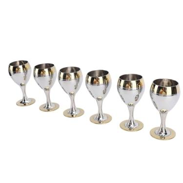 Imagem de Vidros de Vinho do Metal, Cálices de Vinho Resistentes de Alta Temperatura 6PCS para Acampar