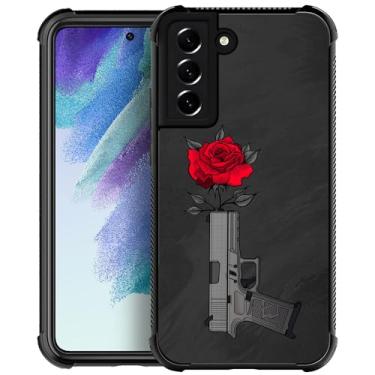 Imagem de yicomon Capa para celular compatível com Samsung Galaxy S21 FE, estampa rosa na arma, durável, moderna, engraçada, capa protetora macia antiarranhões à prova de choque