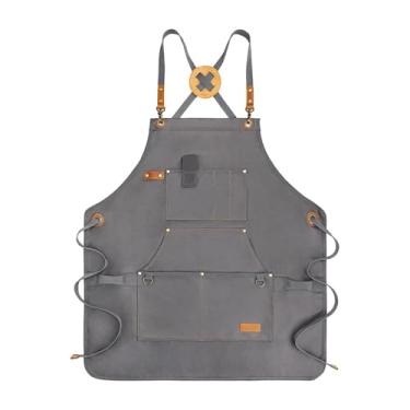 Imagem de Ｂｅｓｇａ de lona, de trabalho para churrasco, alça ajustável, de chef, para áreas externas, para cozinhar, acampar, mulheres e, Cinza
